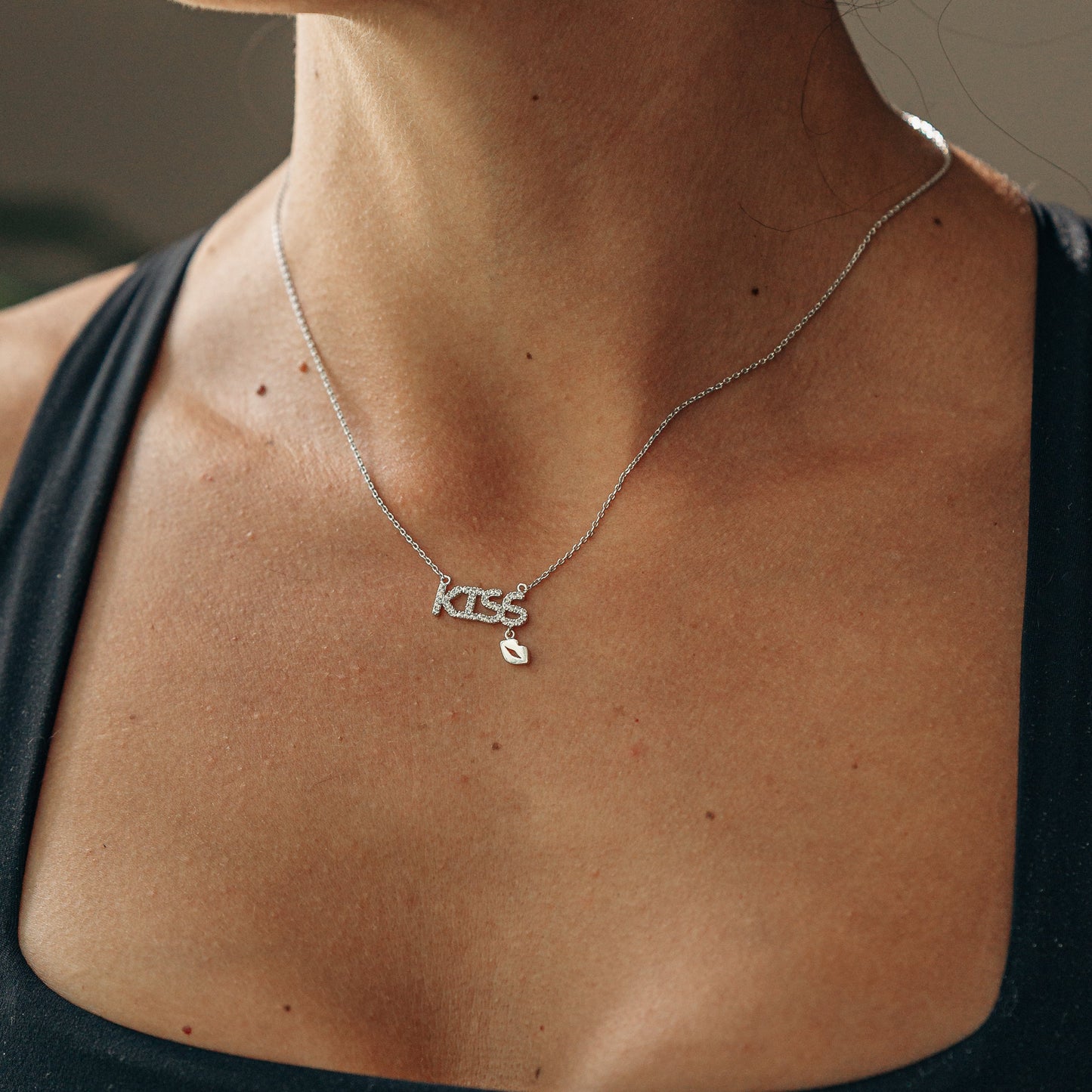 The "Kiss Me" Pavé Necklace