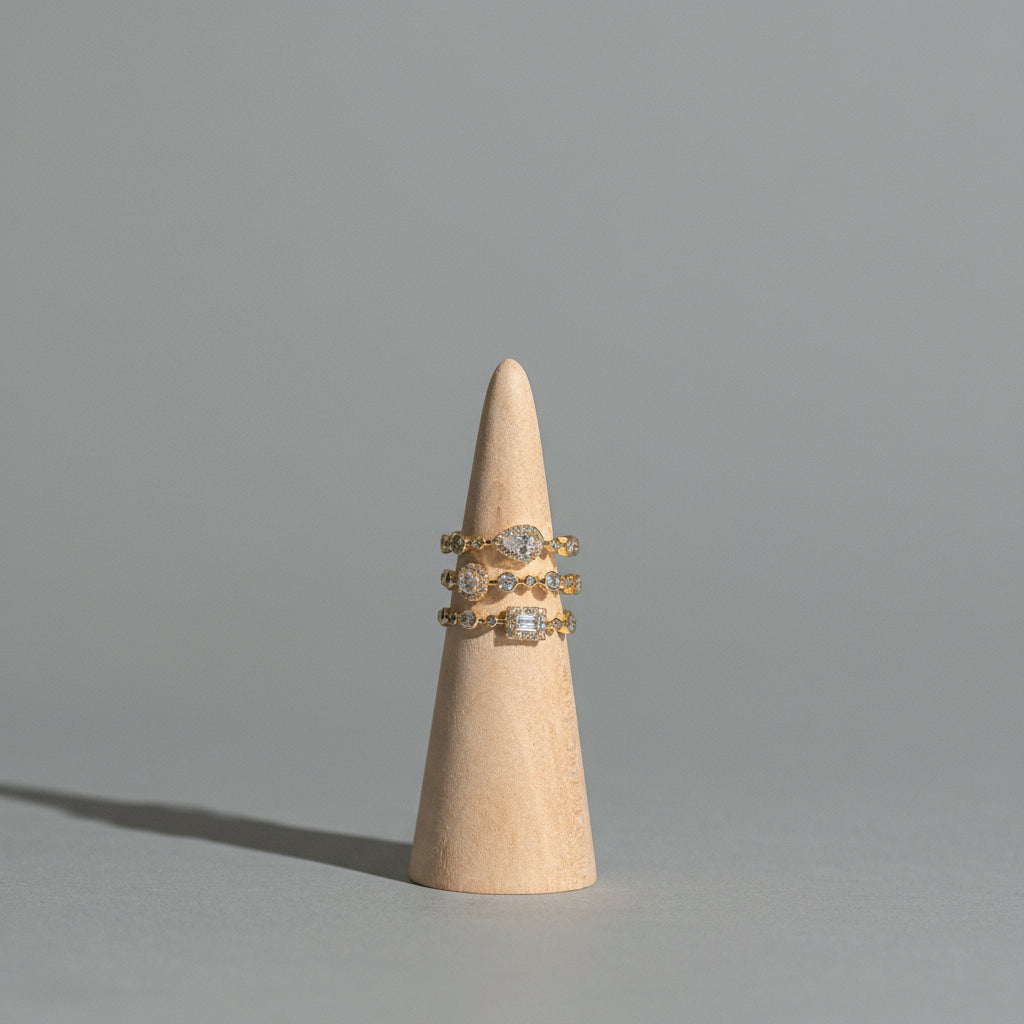 The Lumina Stack: Crystal Baguette & Round Ring Set