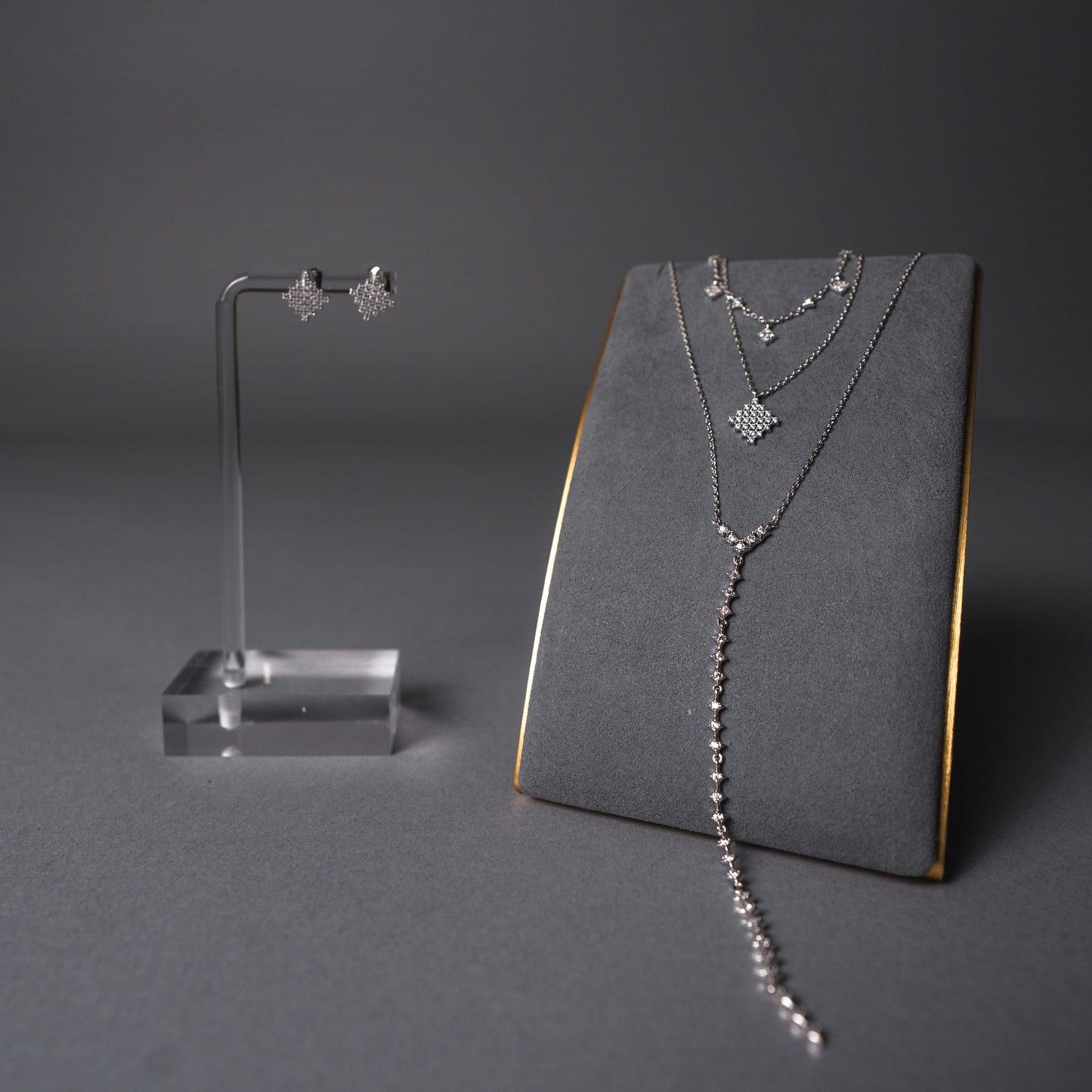 The Stella Nova Set: Layered Lariat Necklace & Stud Earrings