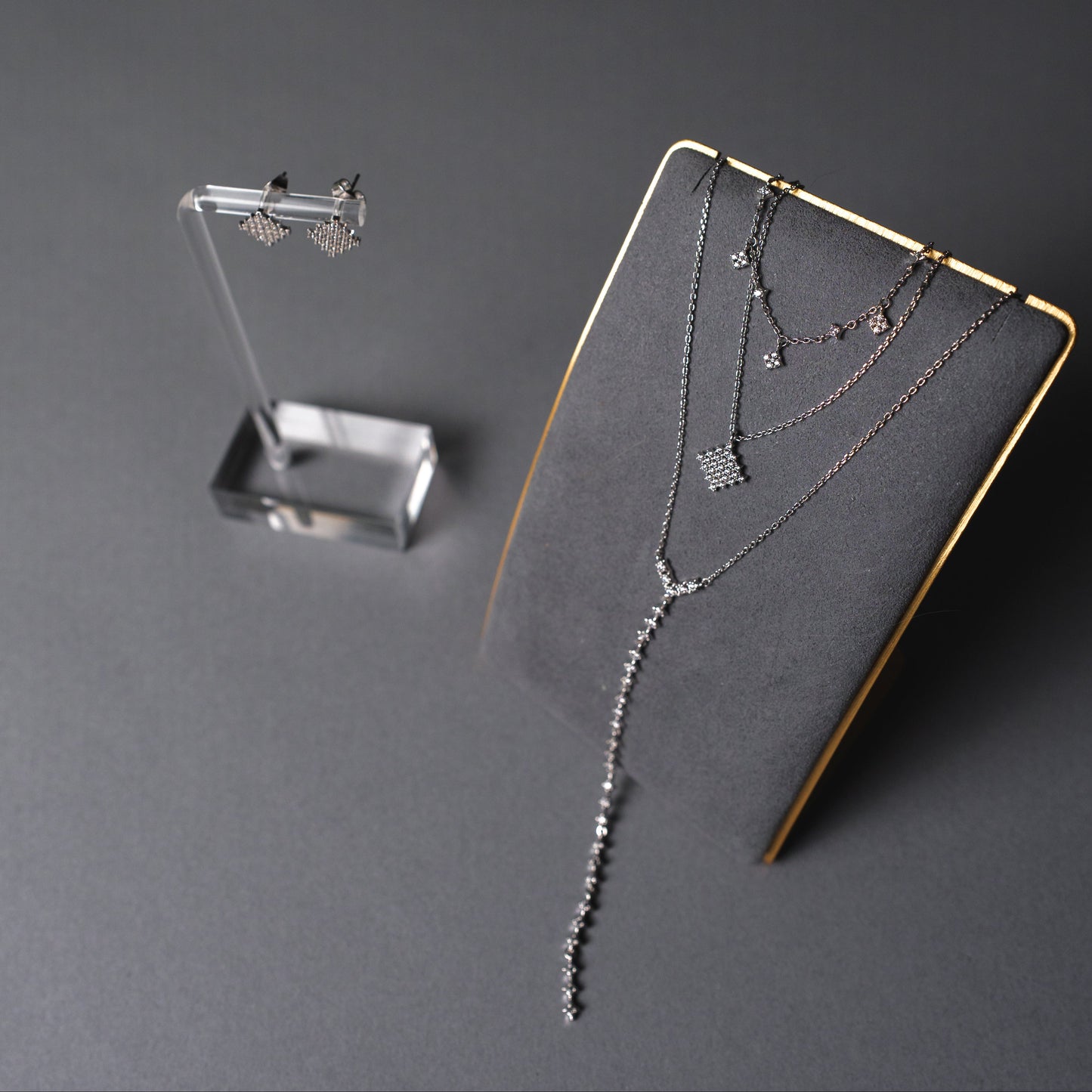 The Stella Nova Set: Layered Lariat Necklace & Stud Earrings
