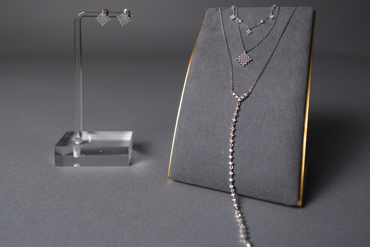 The Stella Nova Set: Layered Lariat Necklace & Stud Earrings