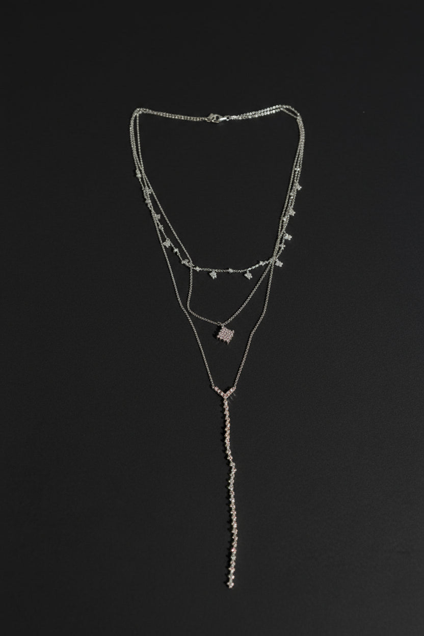 The Stella Nova Set: Layered Lariat Necklace & Stud Earrings