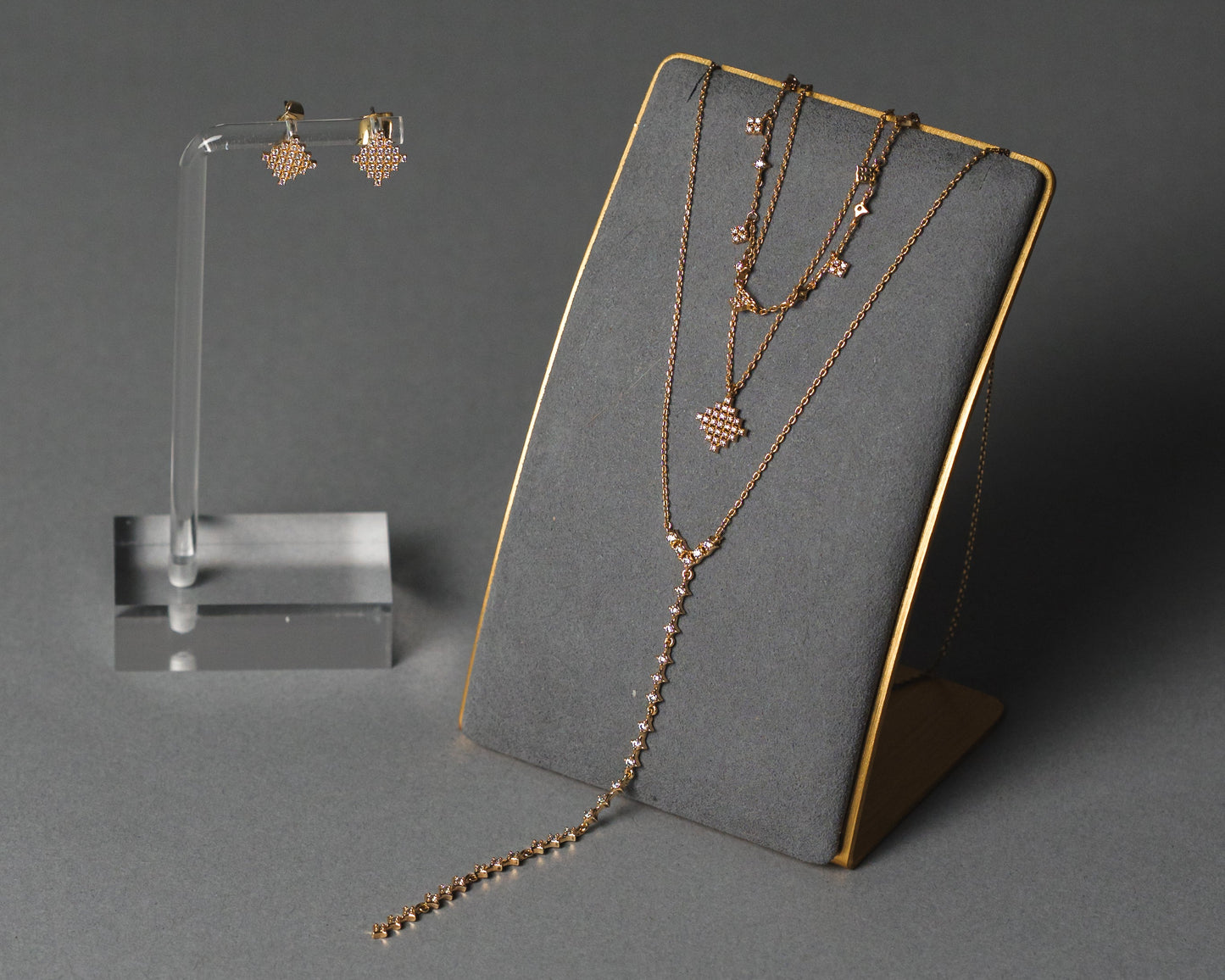 The Stella Nova Set: Layered Lariat Necklace & Stud Earrings